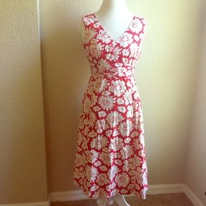 Boden Red Floral Print Dress